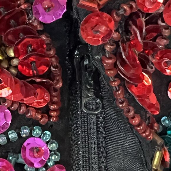 Scala Womens Sequin Dress Size Small Colorful Vtg Short Sleeve Evening Gown - Picture 8 of 15